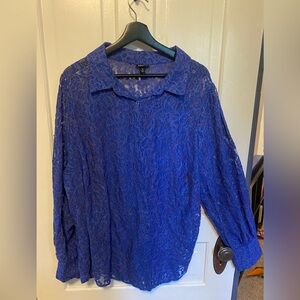 Torrid Royal Blue Lace Button Down Shirt